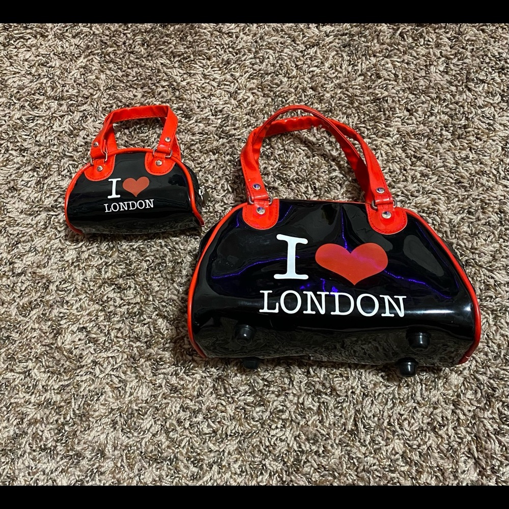 Black and Red “I heart ❤️ London” Purse + Mini Coin Purse